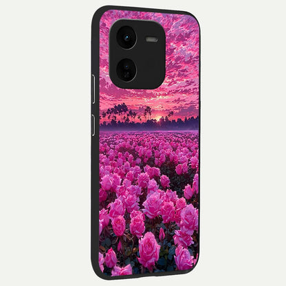  Rose Sunset Valley back cover For iQOO Z9x 5G slim fit glass case with vibrant aesthetic design