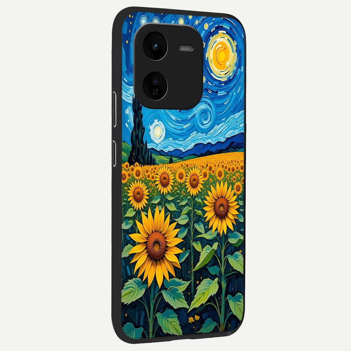  Starry Sunflower Dreams back cover For iQOO Z9x 5G slim fit glass case with vibrant aesthetic design