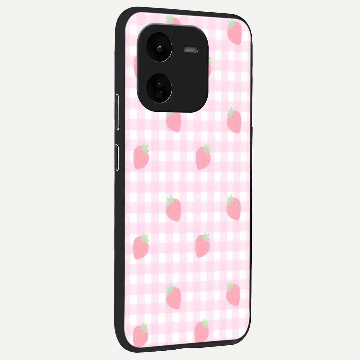 Strawberry Picnic Love back cover For iQOO Z9x 5G slim fit glass case with vibrant aesthetic design