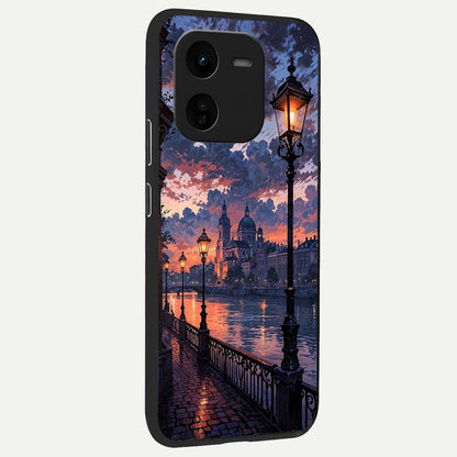  Twilight River Lights back cover For iQOO Z9x 5G slim fit glass case with vibrant aesthetic design