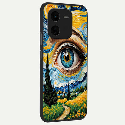  Van Gogh Eye back cover For iQOO Z9x 5G slim fit glass case with vibrant aesthetic design