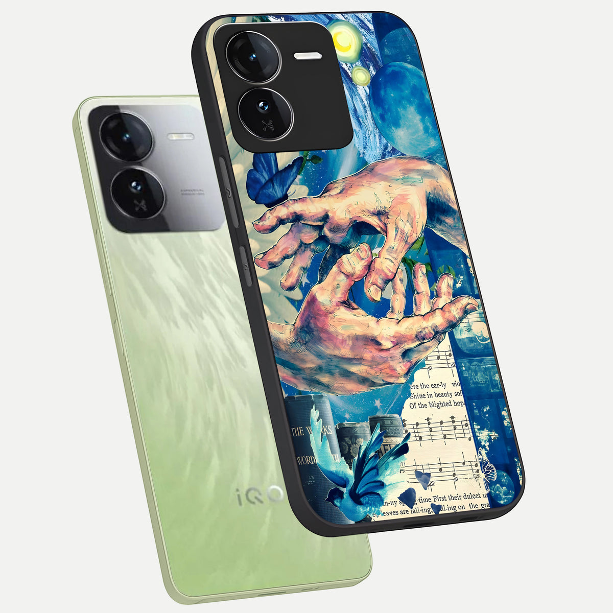  Aesthetic Divider phone case For iQOO Z9 showing premium glass back cover with detailed artwork