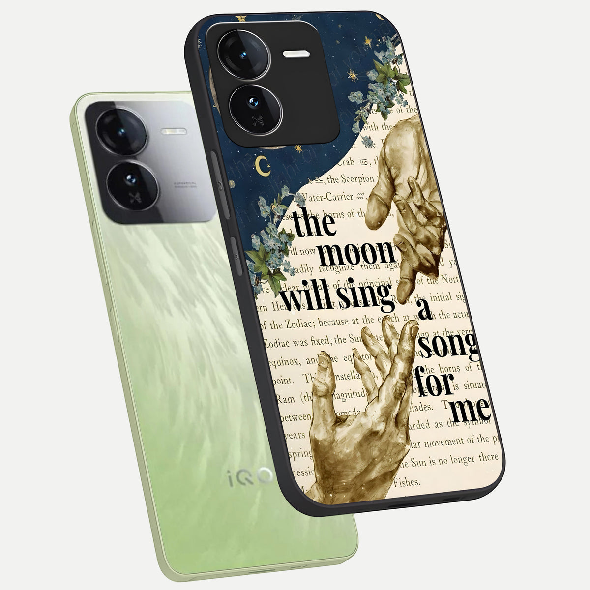  Aesthetic Divine phone case For iQOO Z9 showing premium glass back cover with detailed artwork