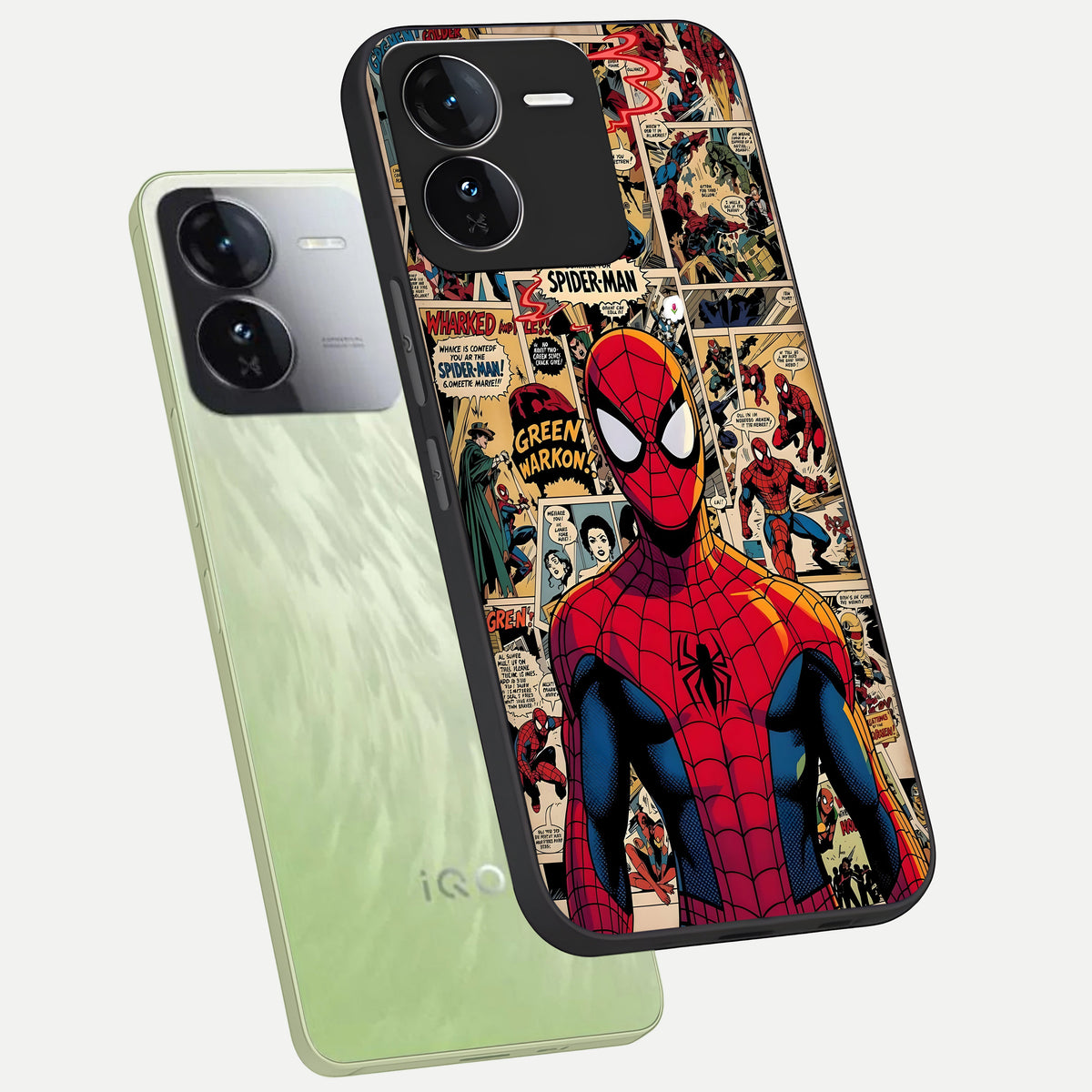  Aesthetic Spider phone case For iQOO Z9 showing premium glass back cover with detailed artwork