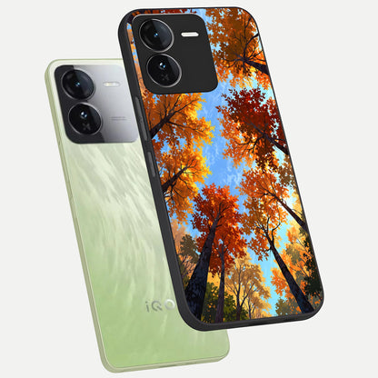  Autumn Sky Rise phone case For iQOO Z9 showing premium glass back cover with detailed artwork