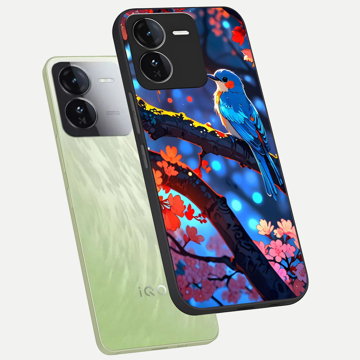  Blooming Water Drift phone case For iQOO Z9 showing premium glass back cover with detailed artwork