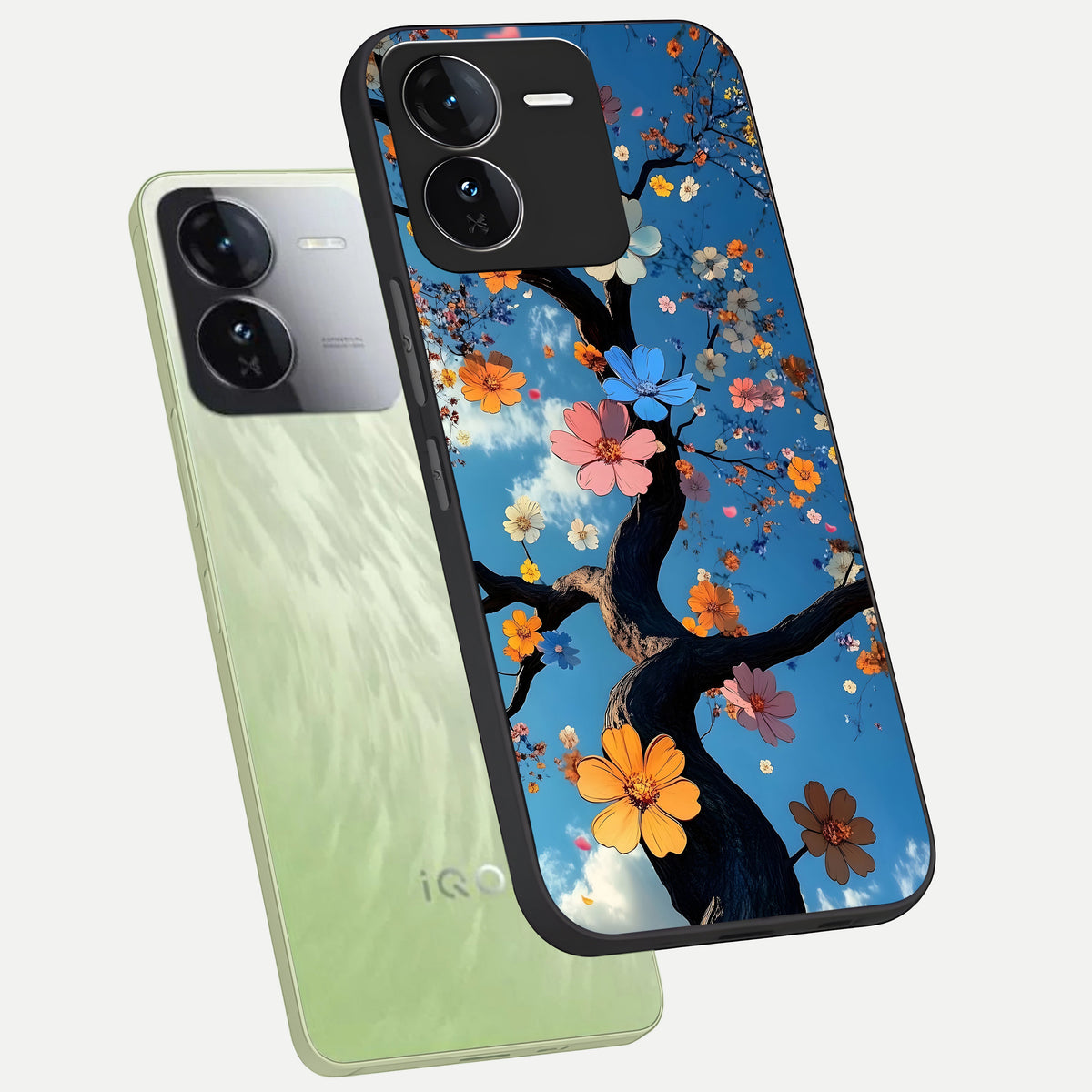  Blossom Dream Sky phone case For iQOO Z9 showing premium glass back cover with detailed artwork