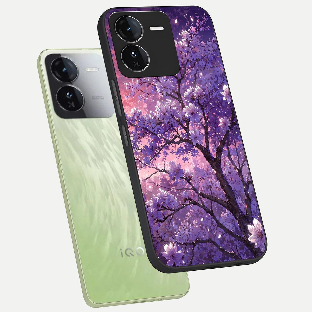  Blossom Tree phone case For iQOO Z9 showing premium glass back cover with detailed artwork