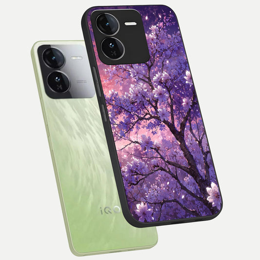  Blossom Tree phone case For iQOO Z9 showing premium glass back cover with detailed artwork