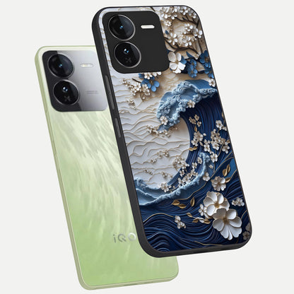  Blossom Wave Art phone case For iQOO Z9 showing premium glass back cover with detailed artwork