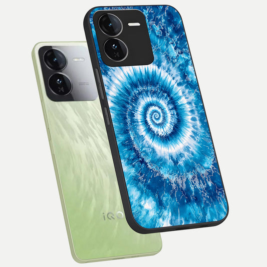  Blue Galaxy Wave phone case For iQOO Z9 showing premium glass back cover with detailed artwork