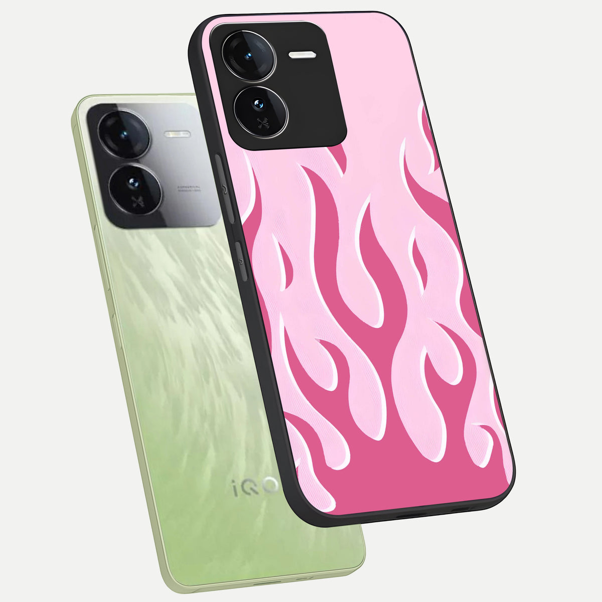  Blush Flame Energy phone case For iQOO Z9 showing premium glass back cover with detailed artwork