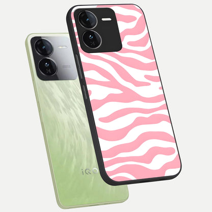  Blush Zebra Flow phone case For iQOO Z9 showing premium glass back cover with detailed artwork