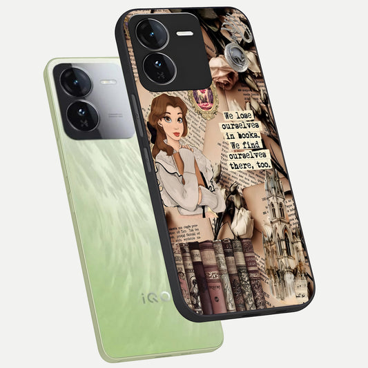  Bookish Dream World phone case For iQOO Z9 showing premium glass back cover with detailed artwork