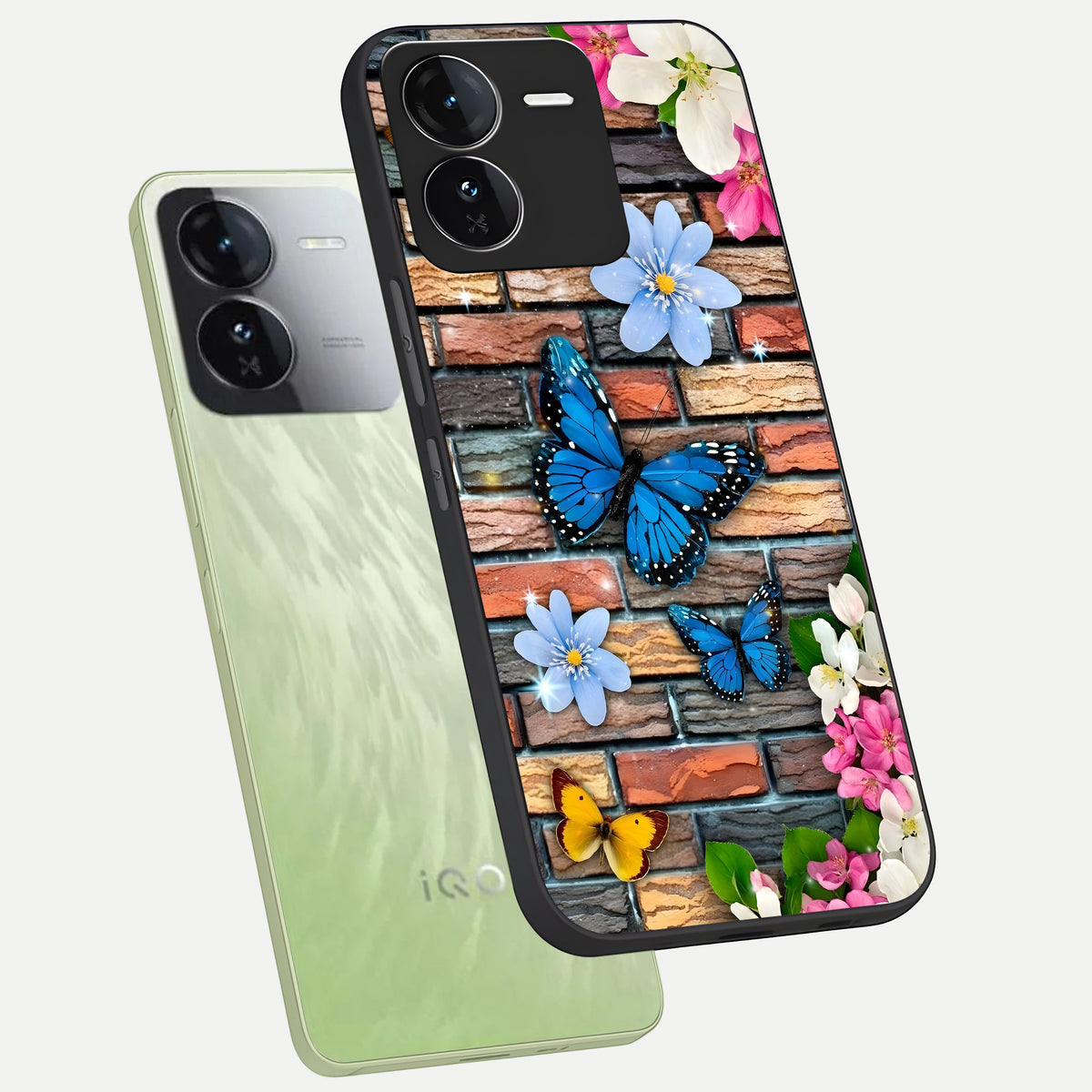  Brick Bloom Flight phone case For iQOO Z9 showing premium glass back cover with detailed artwork