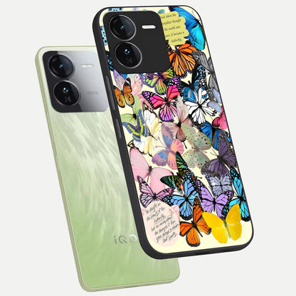  Butterflies Petal Dream phone case For iQOO Z9 showing premium glass back cover with detailed artwork