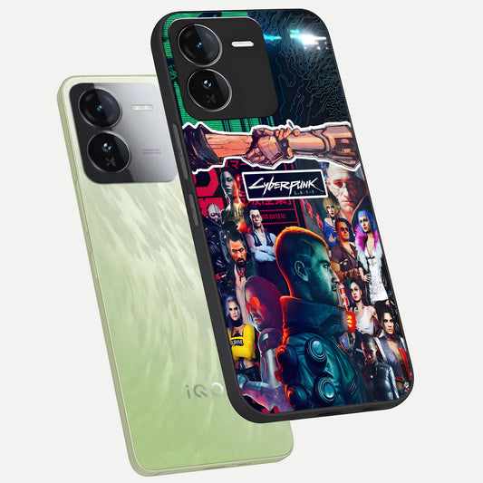  CYBERPUNK Legacy phone case For iQOO Z9 showing premium glass back cover with detailed artwork