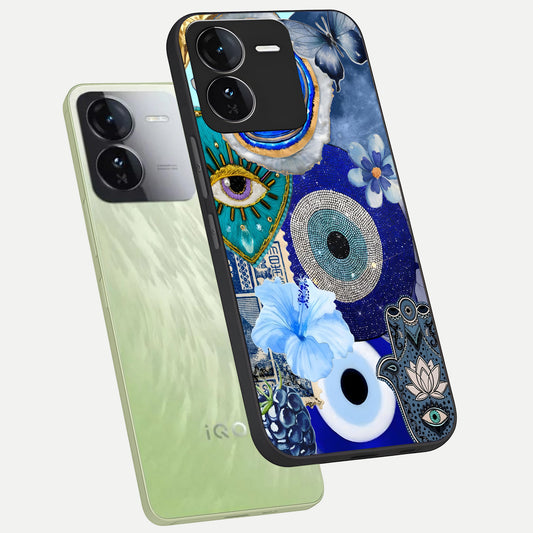  Celestial Blue Vision phone case For iQOO Z9 showing premium glass back cover with detailed artwork