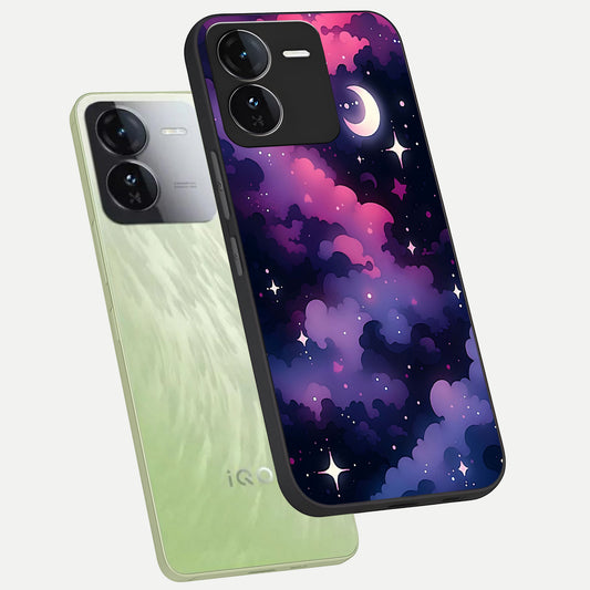  Celestial Moon Magic phone case For iQOO Z9 showing premium glass back cover with detailed artwork