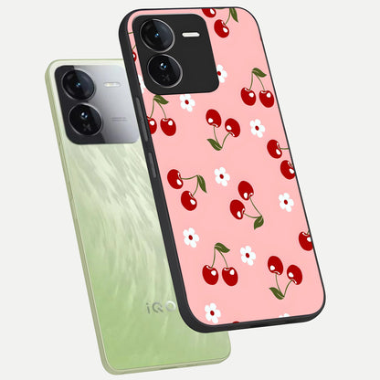  Cherry Love Mood phone case For iQOO Z9 showing premium glass back cover with detailed artwork