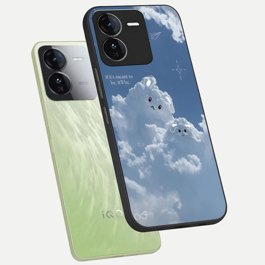  Cloud Bunny Dreams phone case For iQOO Z9 showing premium glass back cover with detailed artwork