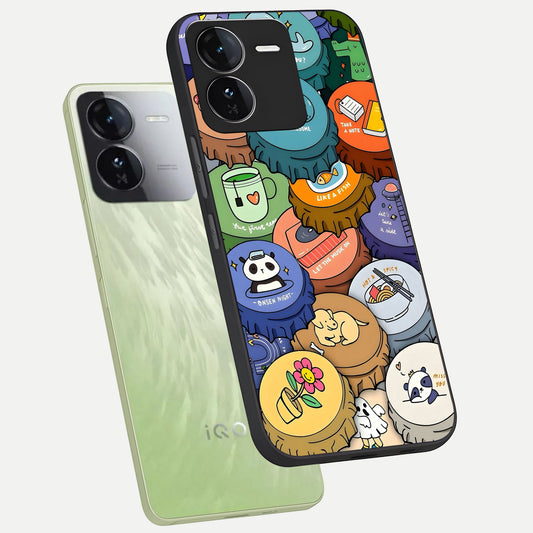  Coins Patterns phone case For iQOO Z9 showing premium glass back cover with detailed artwork