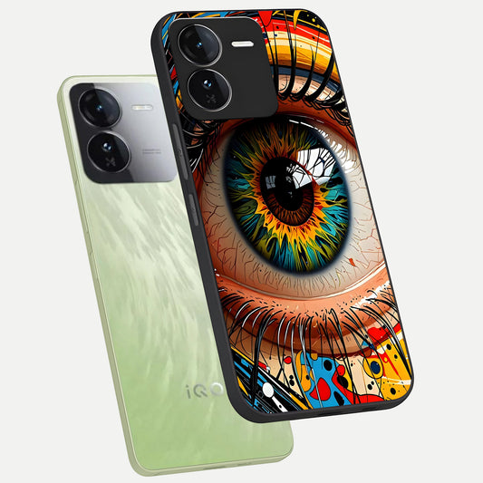  Colorful Eye phone case For iQOO Z9 showing premium glass back cover with detailed artwork