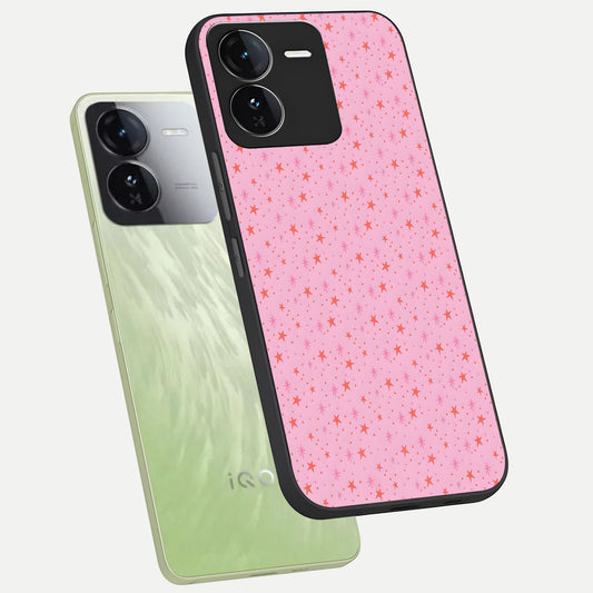  Cosmic Pink Sparkle phone case For iQOO Z9 showing premium glass back cover with detailed artwork