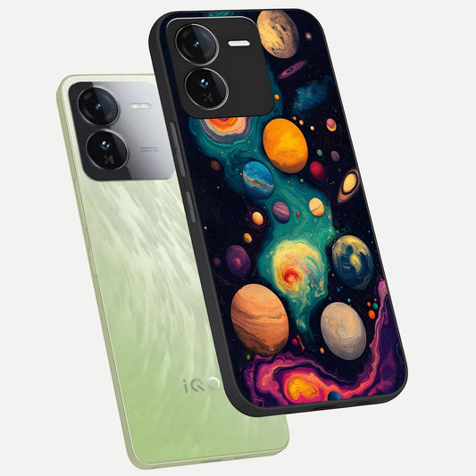  Cosmic Planet Journey phone case For iQOO Z9 showing premium glass back cover with detailed artwork