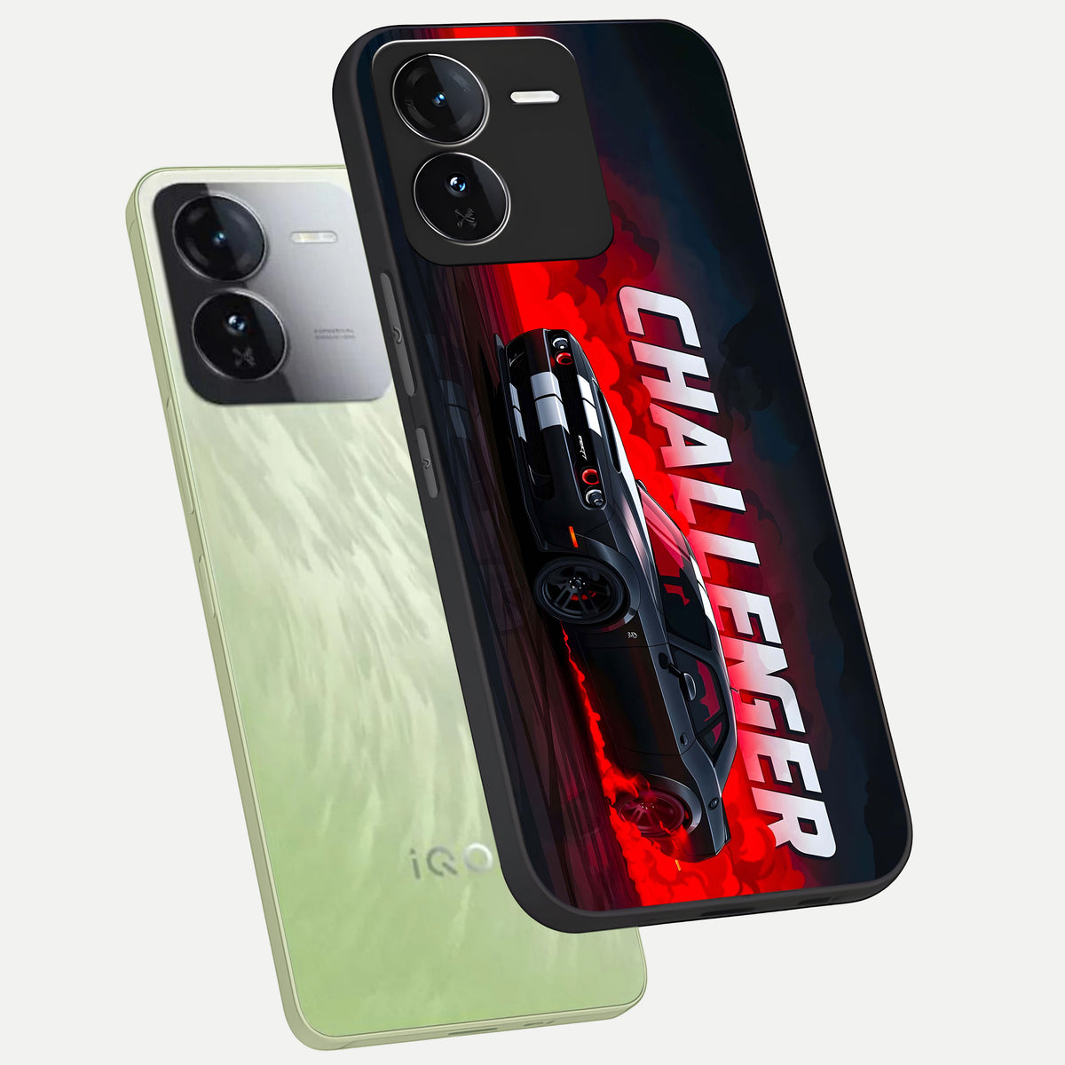  Crimson Challenger Fury phone case For iQOO Z9 showing premium glass back cover with detailed artwork