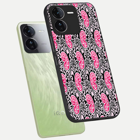  Crimson Paisley Charm phone case For iQOO Z9 showing premium glass back cover with detailed artwork