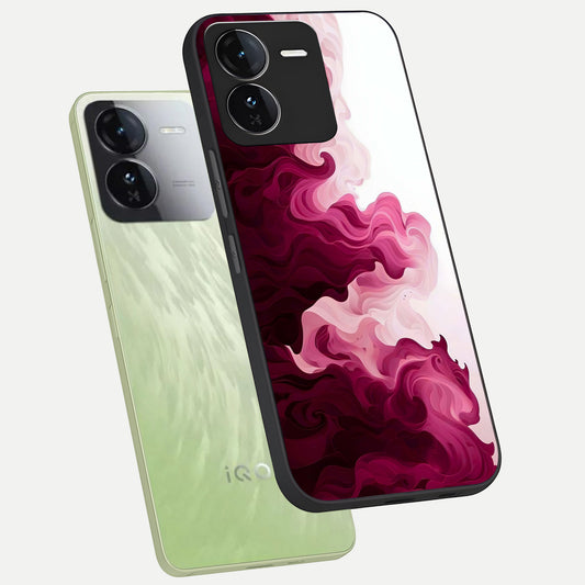  Crimson Wave Flow phone case For iQOO Z9 showing premium glass back cover with detailed artwork