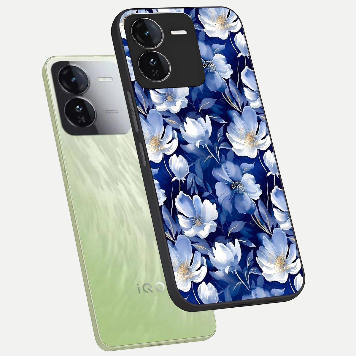  Cute Floral Patterns phone case For iQOO Z9 showing premium glass back cover with detailed artwork