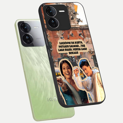  Desi Retro Vibes phone case For iQOO Z9 showing premium glass back cover with detailed artwork