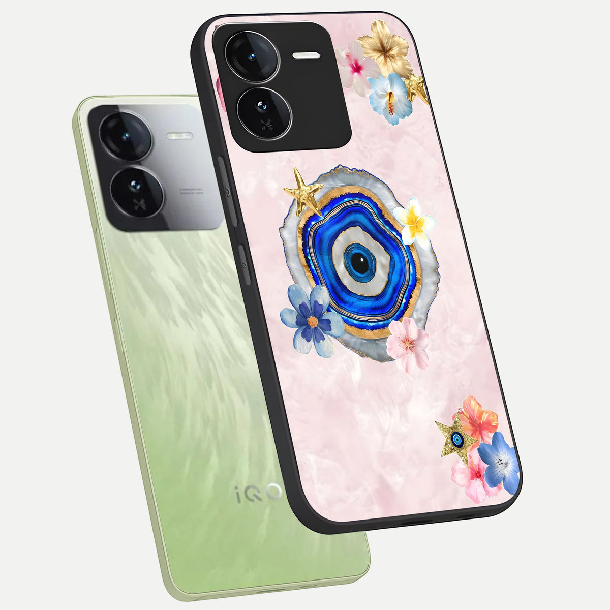  Divine Aura Bloom phone case For iQOO Z9 showing premium glass back cover with detailed artwork