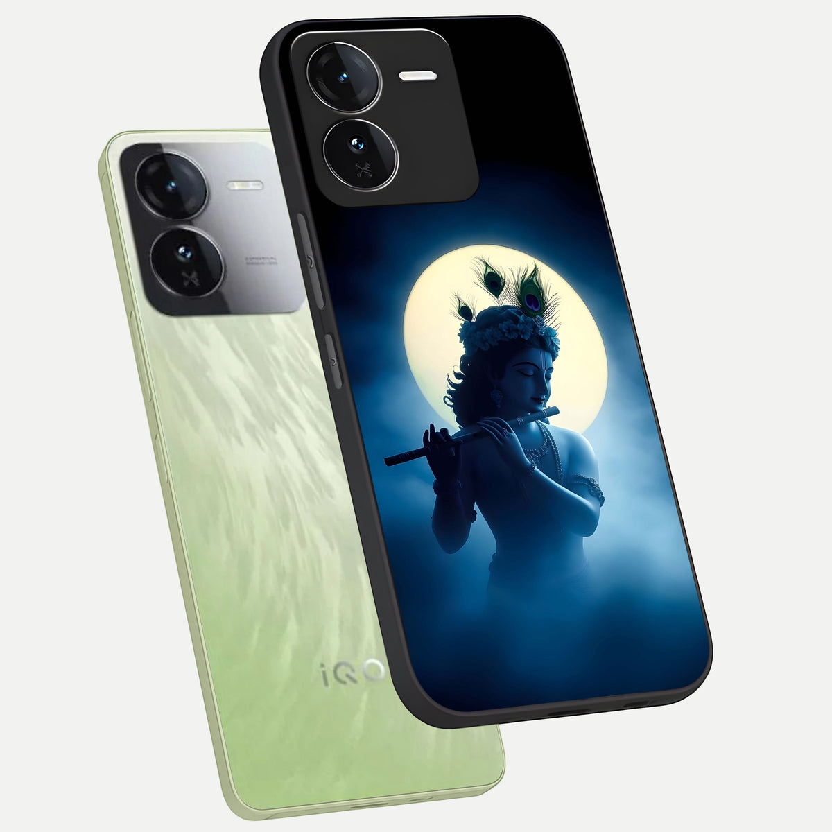  Divine Moon Flute phone case For iQOO Z9 showing premium glass back cover with detailed artwork