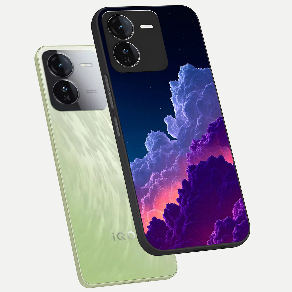  Dreamy Cloud Skies phone case For iQOO Z9 showing premium glass back cover with detailed artwork