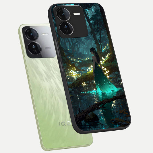  Enchanted Forest Glow phone case For iQOO Z9 showing premium glass back cover with detailed artwork