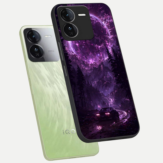  Eternal Cosmic Drive phone case For iQOO Z9 showing premium glass back cover with detailed artwork