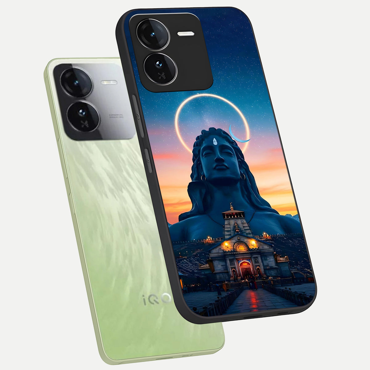  Eternal Shiva Aura phone case For iQOO Z9 showing premium glass back cover with detailed artwork