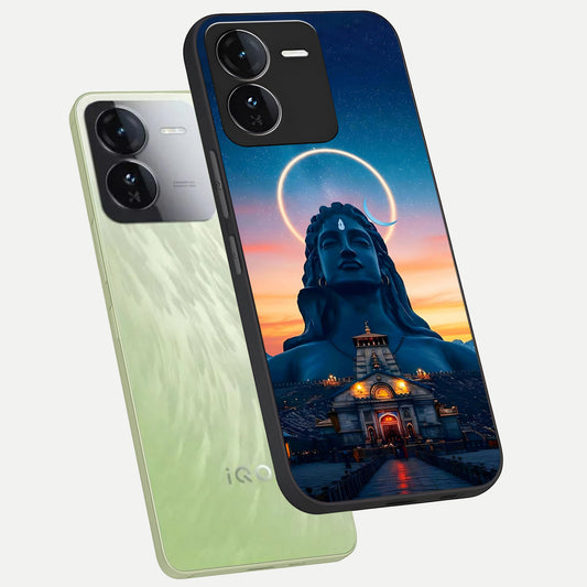  Eternal Shiva Aura phone case For iQOO Z9 showing premium glass back cover with detailed artwork