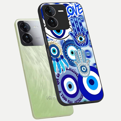  Evil Eyes Dream phone case For iQOO Z9 showing premium glass back cover with detailed artwork