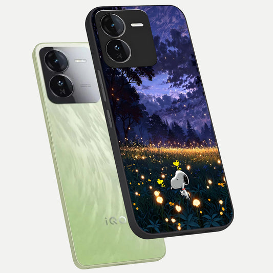  Firefly Meadow Magic phone case For iQOO Z9 showing premium glass back cover with detailed artwork