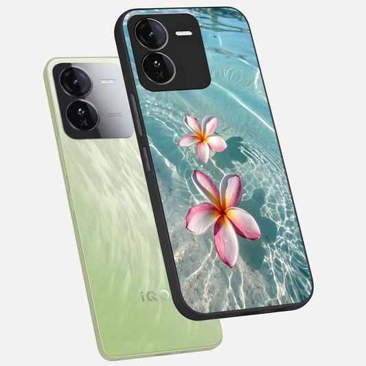  Floating Bloom Bliss phone case For iQOO Z9 showing premium glass back cover with detailed artwork