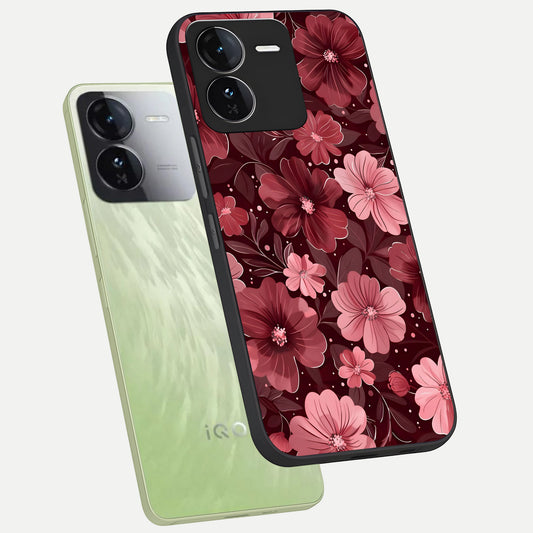  Flower Blush Bloom phone case For iQOO Z9 showing premium glass back cover with detailed artwork