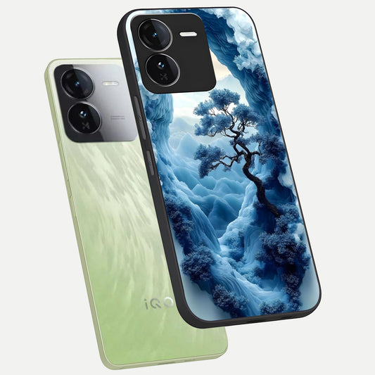  Frozen Serenity Gate phone case For iQOO Z9 showing premium glass back cover with detailed artwork