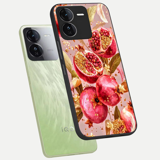  Golden Bloom Glow phone case For iQOO Z9 showing premium glass back cover with detailed artwork