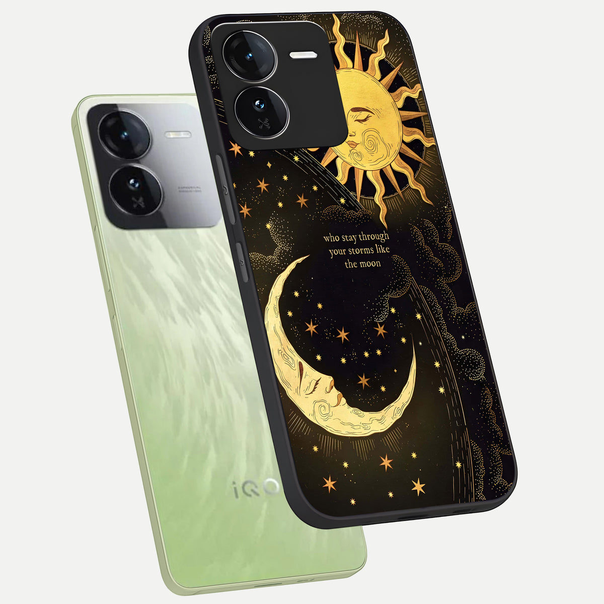  Golden Lunar Love phone case For iQOO Z9 showing premium glass back cover with detailed artwork