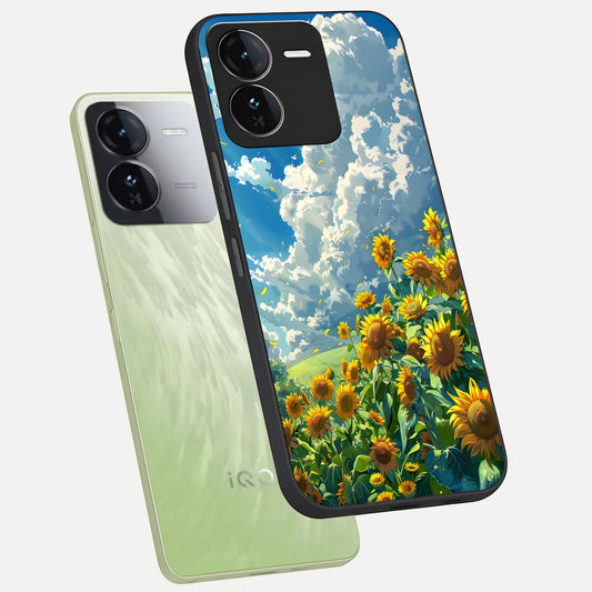  Golden Sun Glory phone case For iQOO Z9 showing premium glass back cover with detailed artwork