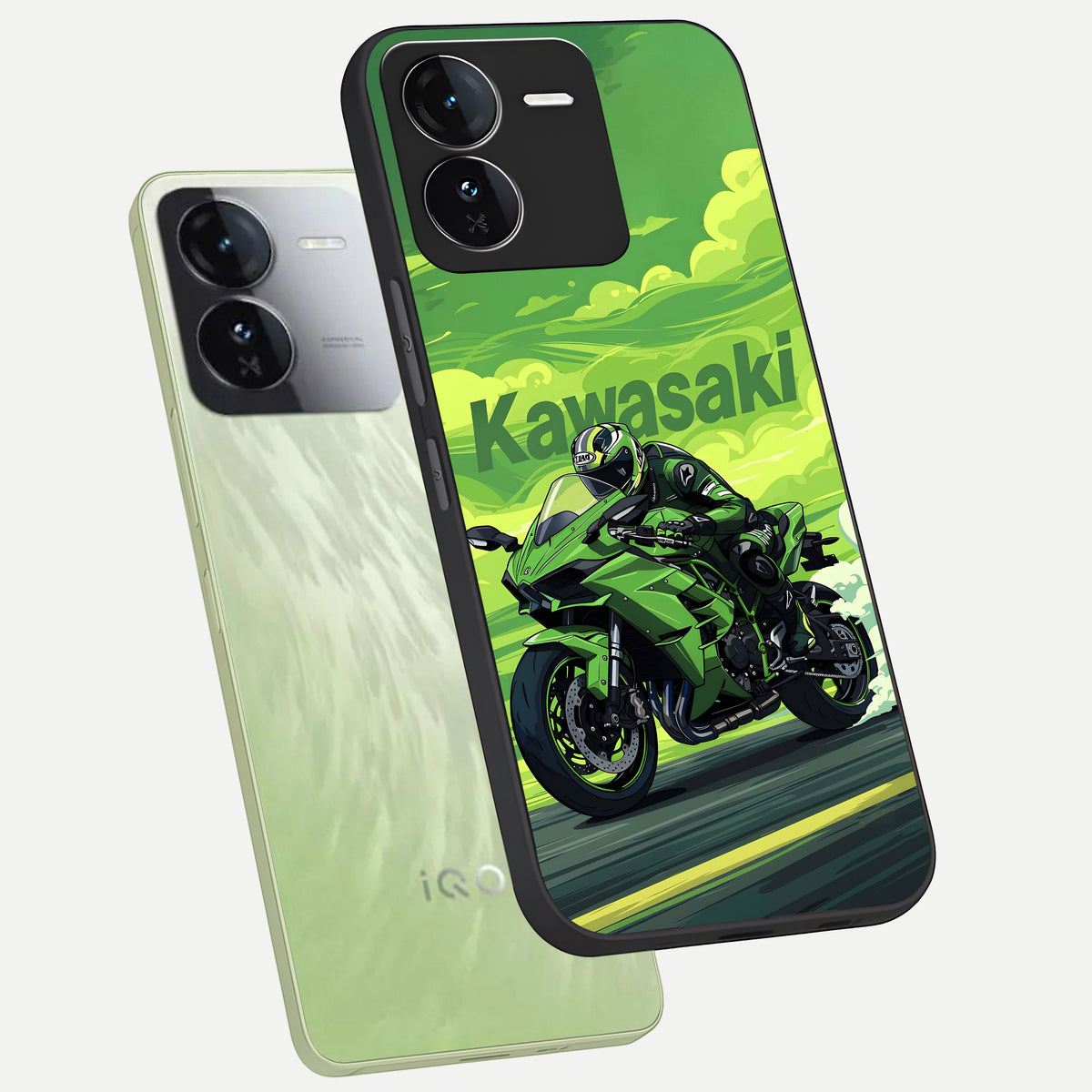  Greenery Sky phone case For iQOO Z9 showing premium glass back cover with detailed artwork